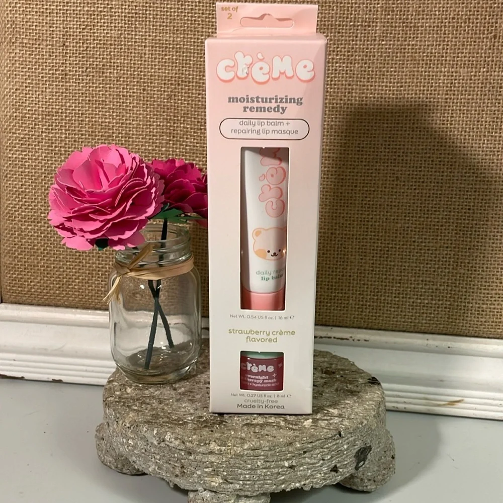Crème Daily Lip Balm‎ + Repairing Lip Masque in Strawberry Creme